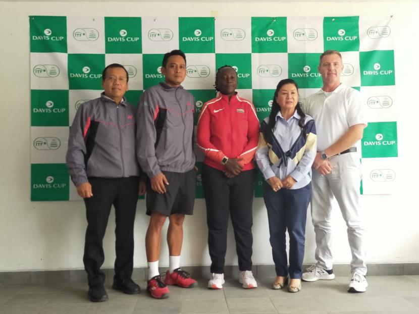 Konferensi pers Indonesia vs Kenya di Piala Davis, Rabu (4/3)..