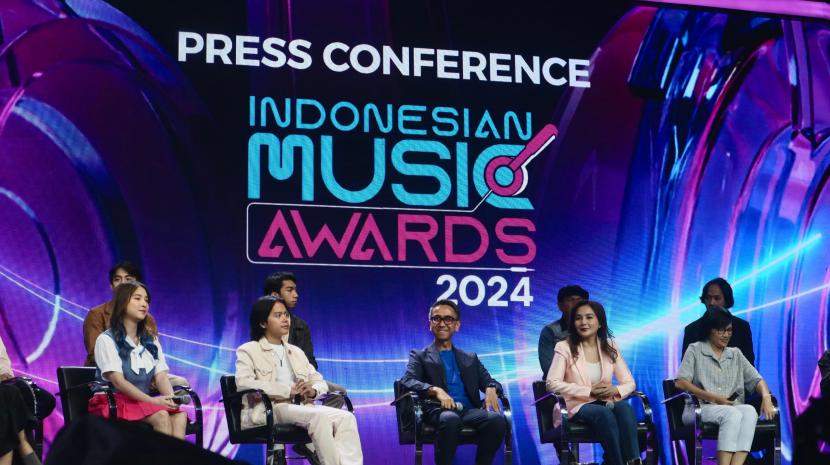 Konferensi pers Indonesian Music Awards (IMA) 2024. Pada tahun ini, IMA akan digelar pada 25 November 2024.