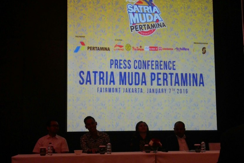 Konferensi pers kerja sama Satria Muda dengan Pertamina.