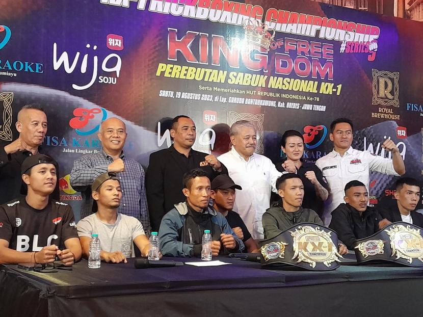 Konferensi pers KX-1 Kickboxing Championships series 9 di Jakarta, Selasa (1/8/2023).