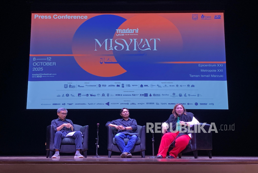 Konferensi pers Madani International Film Festival di Jakarta pada Selasa (7/10/2025).