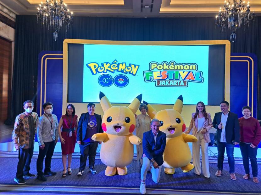 Konferensi pers peluncuran fitur bahasa Indonesia di gim Pokemon Go dan pengumuman Pokemon Festival Jakarta di Ballroom Hotel Indonesia Kempinski, Jakarta, Rabu (30/11/2022). 