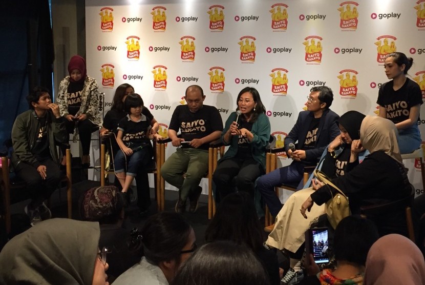 Konferensi pers peluncuran serial drama komedi Saiyo Sakato yang tayang di GoPlay.