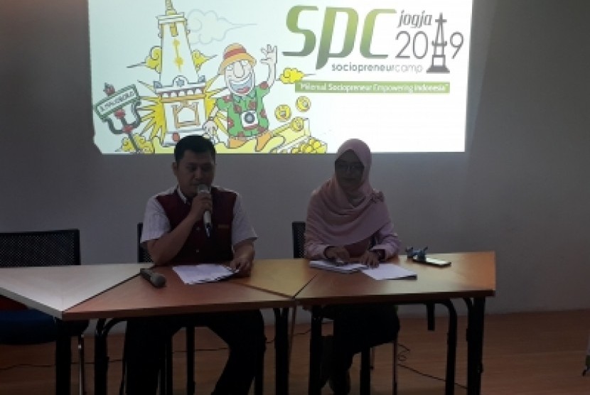 Konferensi pers Sociopreneur Camp (SPC) 2019 yang tahun ini  digelar Dompet Dhuafa di DI Yogyakarta, Kamis (1/8). 
