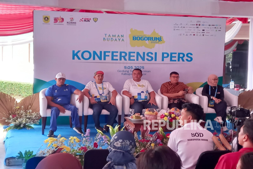 Konferensi pers Taman Budaya Bogorun 2025, ajang lomba lari pertama di wilayah tersebut dengsn rute bersertifikasi nasional dari Pengurus Besar Persatuan Atletik Seluruh Indonesia (PB PASI), Jumat (9/5/2025).