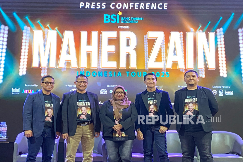Konferensi pers tur konser Maher Zain bertajuk BSI Maher Zain Live in Concert: Indonesia Tour 2025 di Artotel Senayan, Selasa (9/9/2025). Konser akan digelar di Jakarta, Makassar dan Surabaya pada November 2025. 