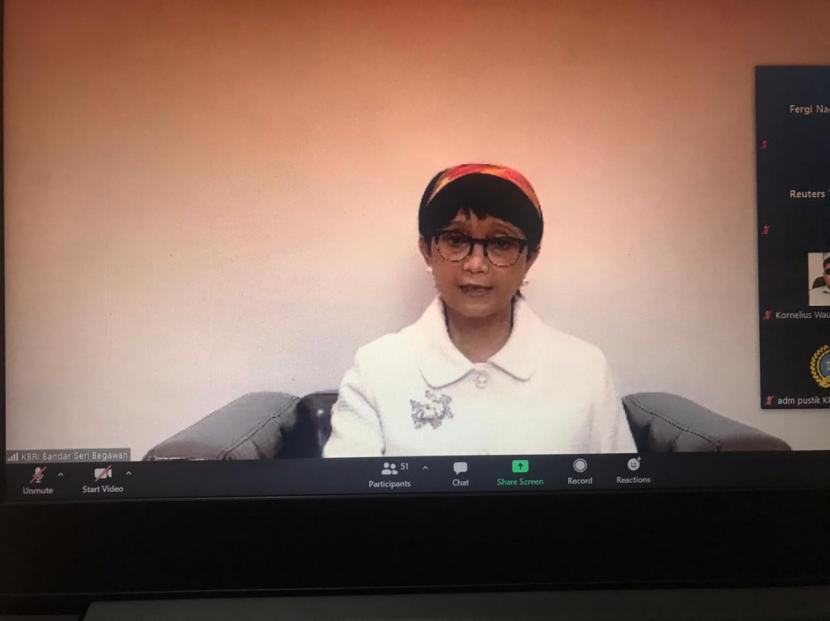 Konferensi pers virtual Menteri Luar Negeri RI Retno Marsudi dari Brunei Darusalam, Rabu (17/2) 