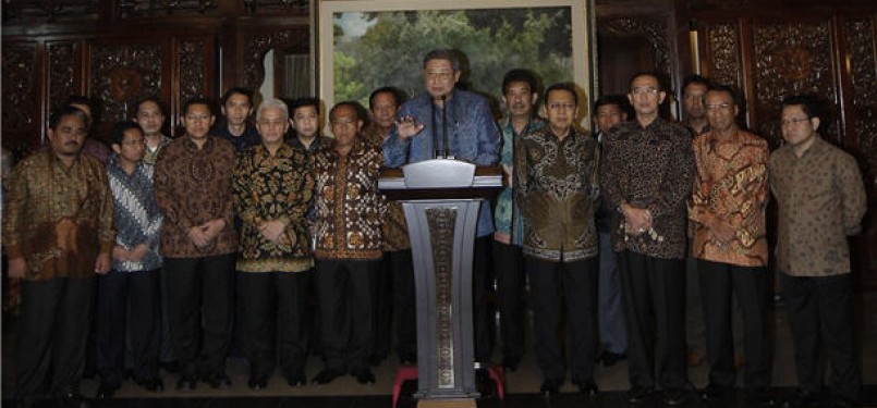 Konpers Presiden SBY bersama Setgab di Cikeas, Bogor, Rabu malam, (14/3). 