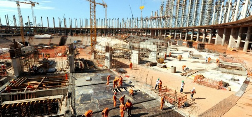 Konstruksi stadion baru nasional di Brasil untuk persiapan Piala Dunia yang belum kelar