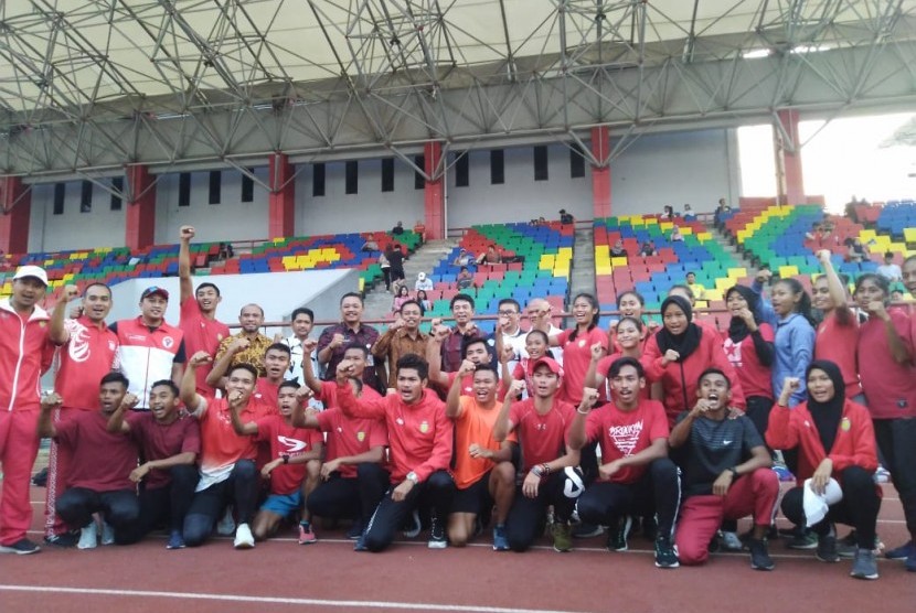 Kontingen Indonesia Cabang Olahraga Atletik untuk ASEAN Schools Games, Semarang, Selasa (9/7).