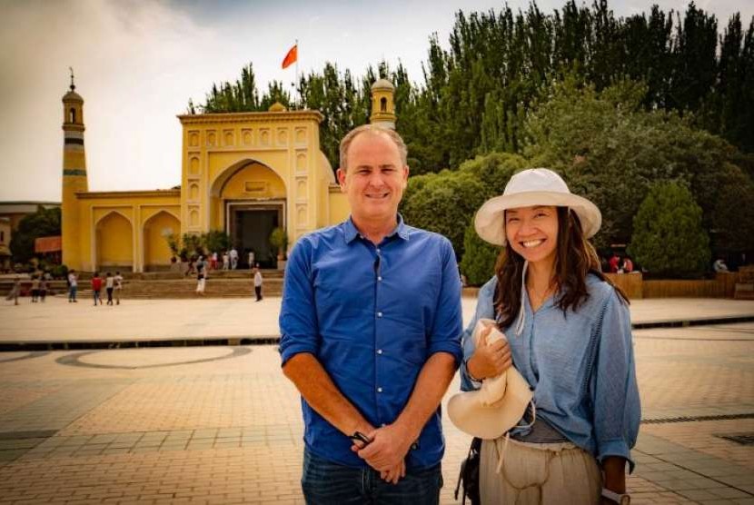 Koresponden ABC di Cina, Matthew Carney, saat berada di Kota Kashgar, Provinsi Xinjiang.