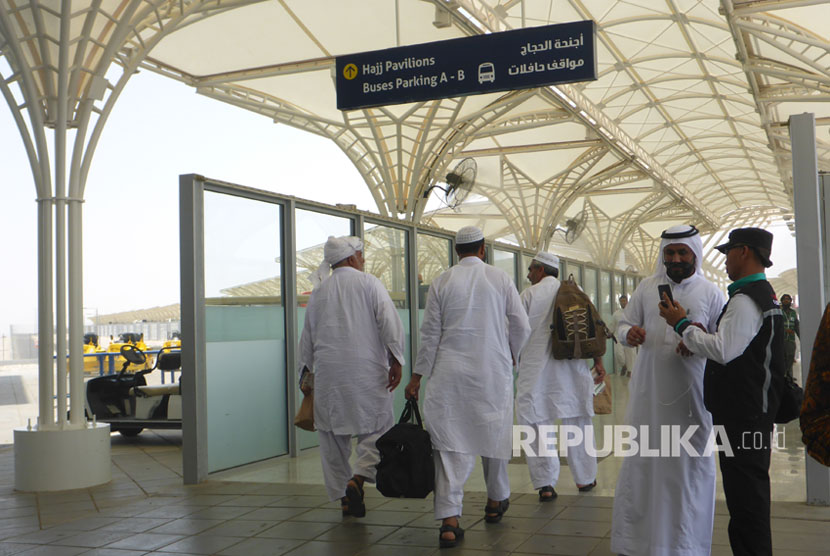 Koridor paviliun 3 haji di Bandara Internasional Amir Mohammed Bin Abdulaziz (AMA) di Madinah, Kamis (27/7). 
