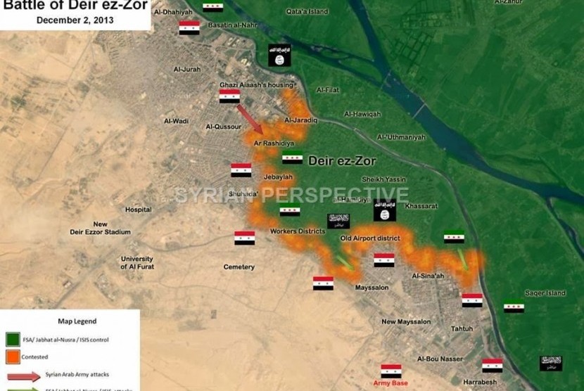 Timur Tengah Tunjukkan Dukungan pada Pemerintah Suriah. Foto: Kota Deir al-Zour di peta Suriah