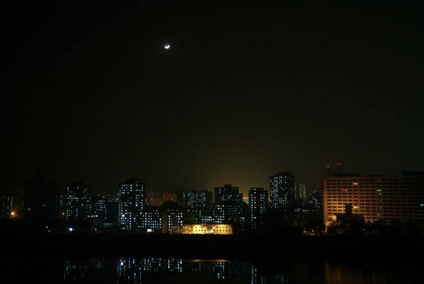 Kota Pyongyang, Korea Utara, yang gelap saat malam (ilustrasi)