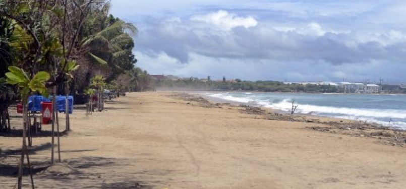 Kuta Beach in Bali is empty during the Seclusion day on Friday.