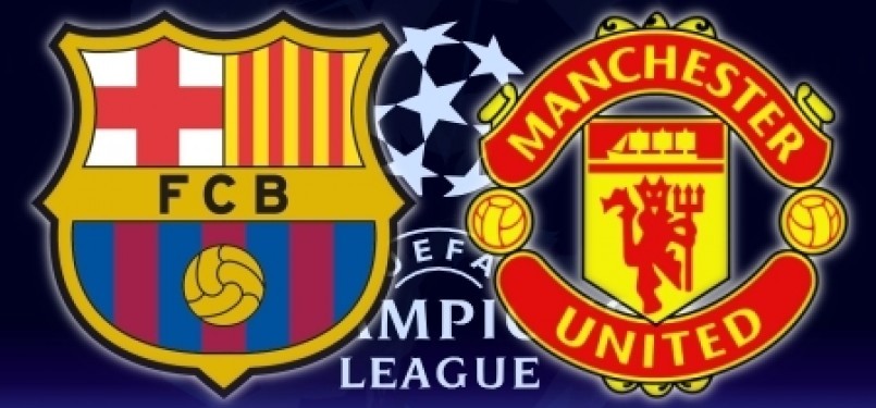 Laga final Piala Champions Eropa menampilkan Manchester United vs Barcelona