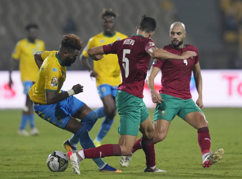 Laga Gabon vs Maroko di babak penyisihan Grup C Piala Afrika 2021 di Stadion Amadou Ahidjou, Kamerun, Rabu (19/1/2021). Gabon mendampingi Maroko melangkah ke babak 16 besar Piala Afrika 2021.
