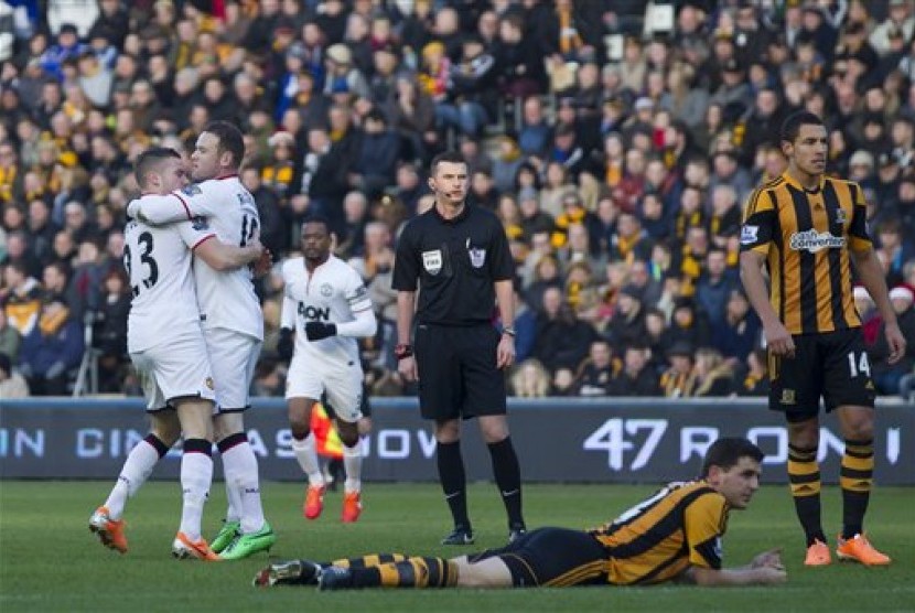 Laga Hull City melawan Manchester United di KC Stadium.