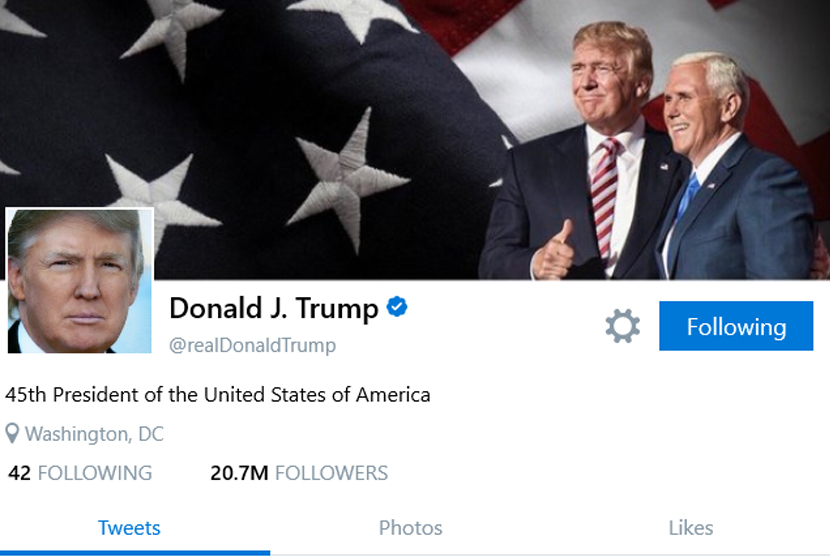 Laman akun resmi Donald Trump