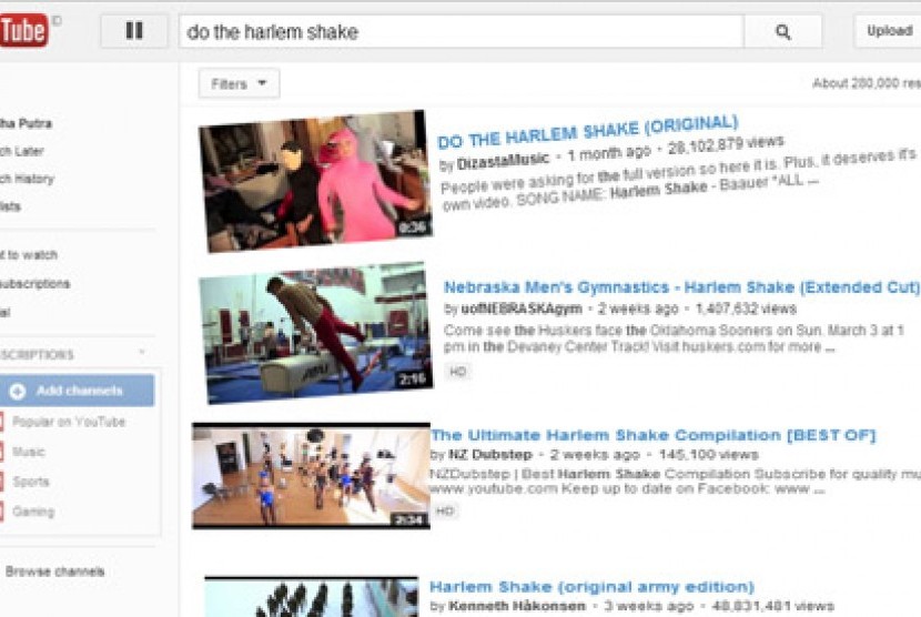 Laman YouTube joget Gangnam Style