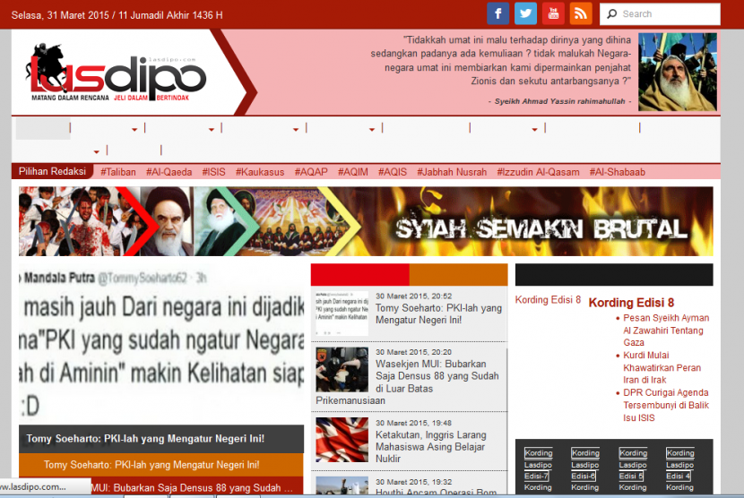 Lasdipo.com, salah satu situs yang dianggap memuat Islam radikal versi BNPT.