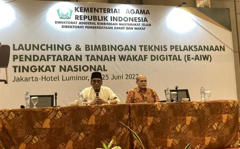 Launching dan Bimbingan Teknis Pelaksanaan Pendaftaran Tanah Wakaf Digital (E-AIW) Tingkat Nasional di Jakarta, Kamis (23/06) malam.