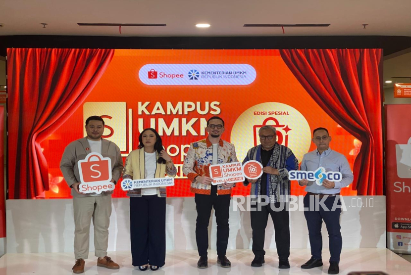 Launching Kampus UMKM Shopee Online di Gedung Smesco (Kantor Kementerian UMKM), Jakarta, Selasa (18/11/2025).