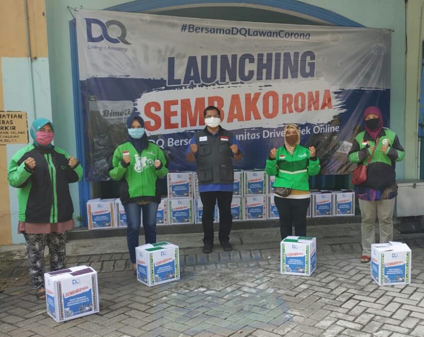 Launching Sembakorona DQ dengan Komunitas Driver Ojol, untuk membantu masyarakat terdampak Covid-19, Sabtu (2/5)