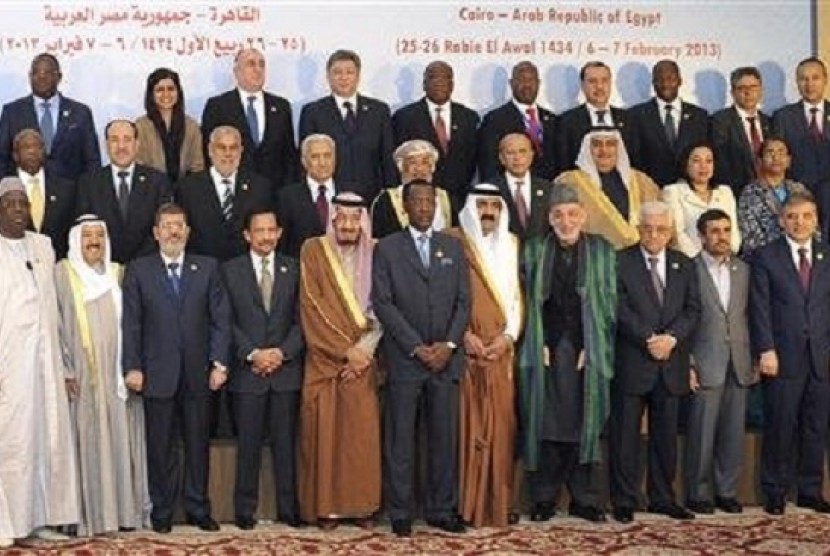 Leaders of Islamic nations for a group photo before the opening of the Organisation of Islamic Cooperation (OIC) summit in Cairo February 6, 2013. 