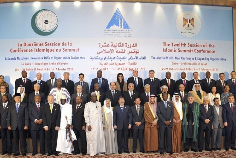 Leaders of Islamic nations for a group photo before the opening of the Organisation of Islamic Cooperation (OIC) summit in Cairo February 6, 2013. 