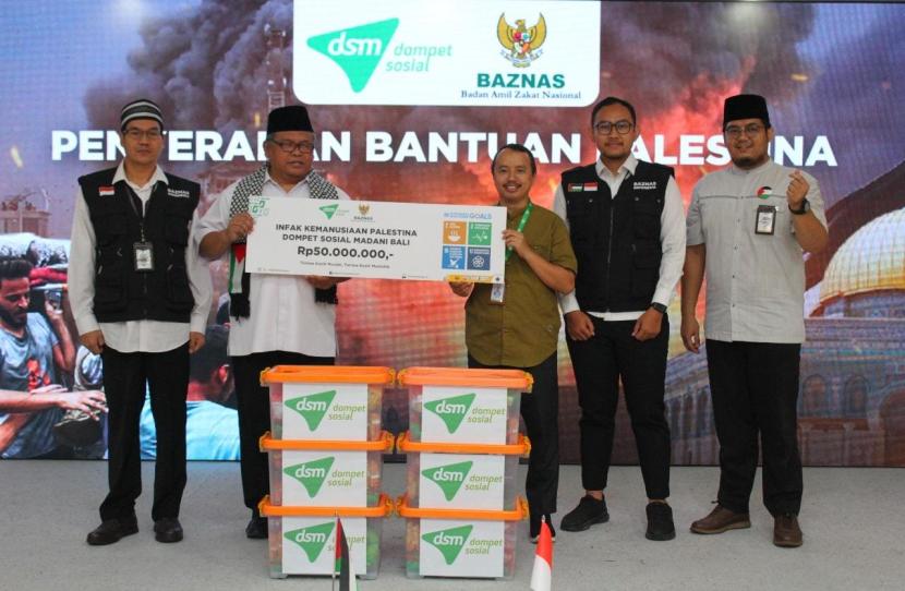 Lembaga Amil Zakat (LAZ) Dompet Sosial Madani (DSM) Bali menyalurkan donasi untuk Palestina melalui Badan Amil Zakat Nasional (Baznas) RI, senilai Rp 50 juta.