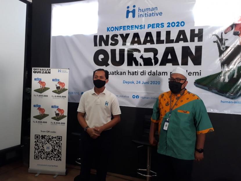  Lembaga Kemanusiaan, Human Initiative (HI) menggelar program kurban bertajuk, InsyaAllah Qurban menjelang perayaan Idul Adha di Depok, Rabu (24/6). 