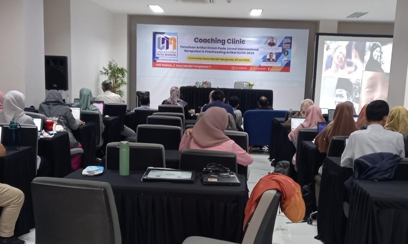 Lembaga Penelitian dan Pengabdian kepada Masyarakat (LPPM) Universitas Nusa Mandiri (UNM) sukses menyelenggarakan kegiatan Coaching Clinic Penulisan Artikel Ilmiah pada Jurnal Internasional Bereputasi dan Proofreading Artikel ICITRI 2024.