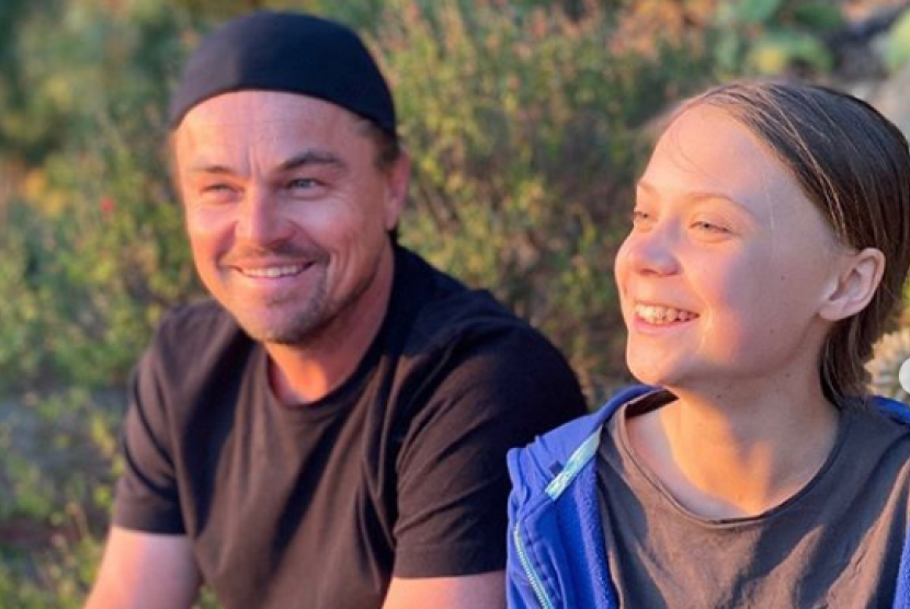 Leonardo DiCaprio dan Greta Thunberg.