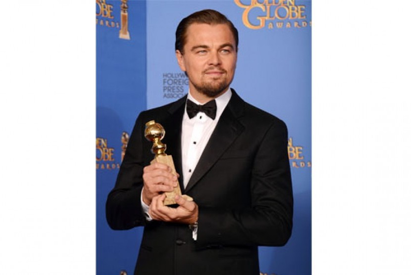 Leonardo DiCaprio saat menerima penghargaan di ajang Golden Globe ke-71