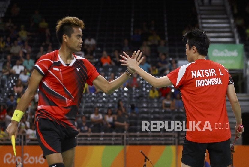 Liliyana Natsir dan Tontowi Ahmad pada Final ganda campuran Olimpiade Rio 2016, Rabu (17/8).