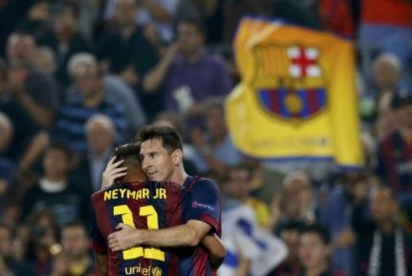 Lionel Messi (kanan) dan Neymar.