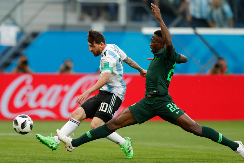 Lionel Messi mencetak gol dalam laga hidup mati melawan Nigeria di Grup D Piala Dunia Rusia.