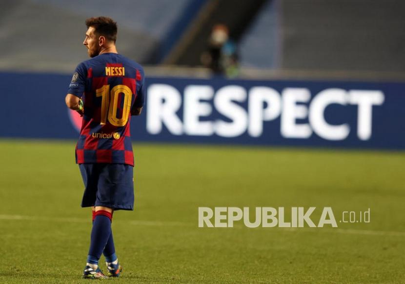 Lionel Messi saat bermain memperkuat FC Barcelona.
