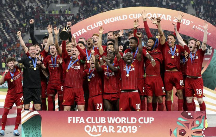 Liverpool saat menjuarai Piala Dunia Antarklub 2019 di Doha, Qatar. Piala Dunia Antarklub 2020 diundur penyelenggaraannya menjadi Februari 2021.