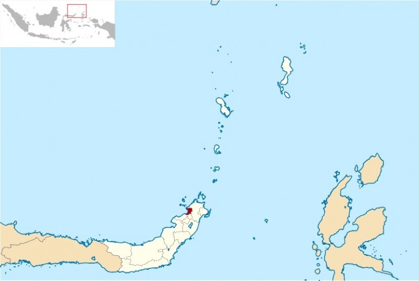 Location of Manado City in North Sulawesi (in red)