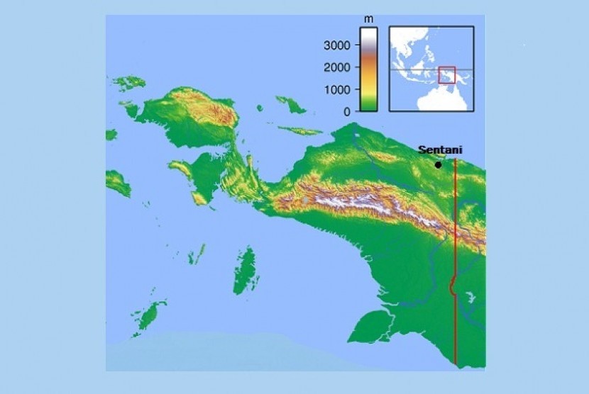 Location of Sentani (in black), Papua 