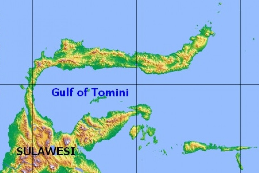 Location of Tomini Gulf in Sulawesi (map)