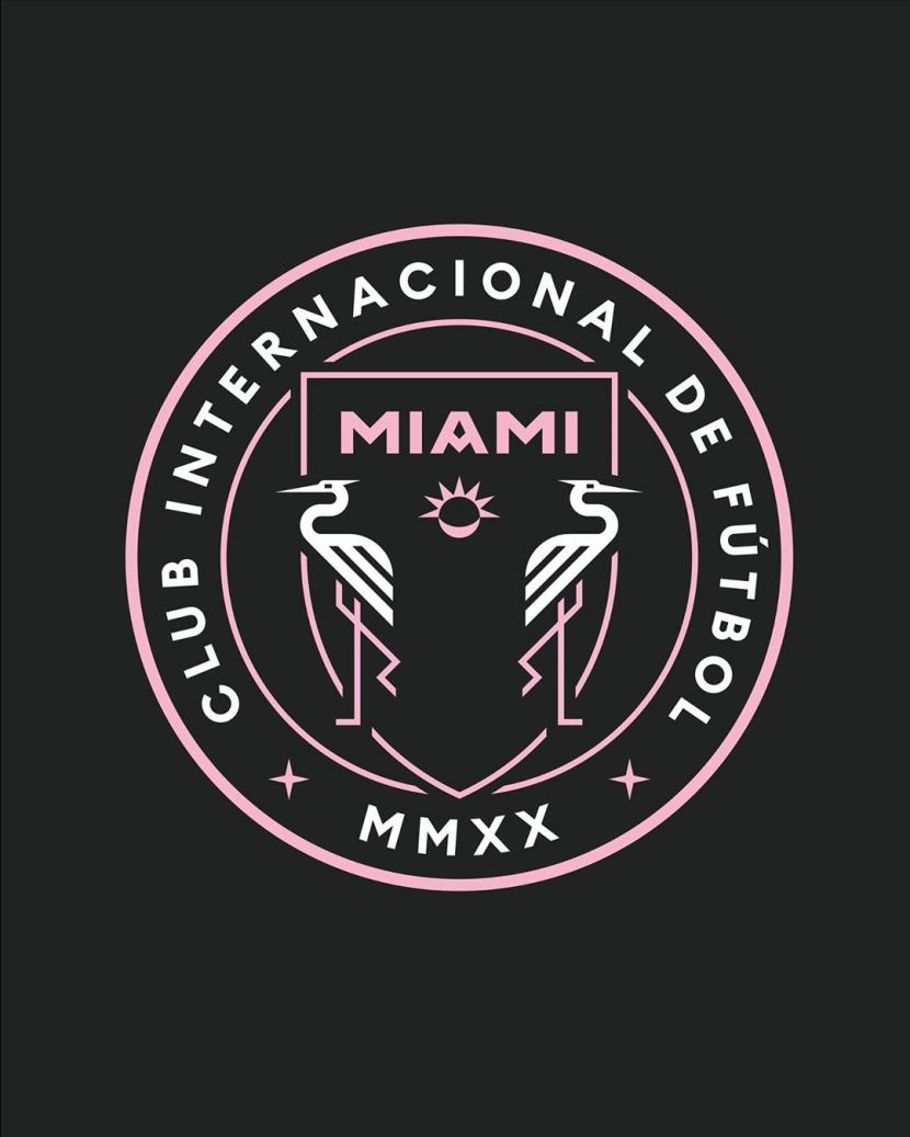 Logo baru Inter Miami, simbol dukungan kampanye social distancing.