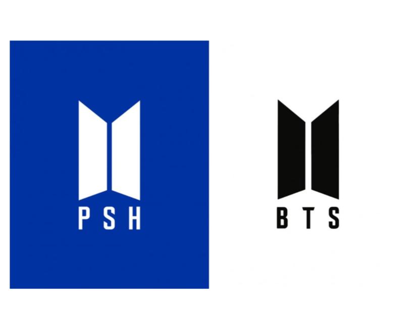 Logo BTS (kanan) dan logo yang diunggah Birmingham City FC. Kemiripan logo tersebut diprotes oleh fans BTS, Army.