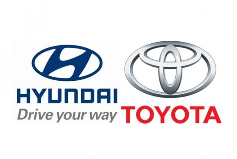 Logo Hyundai dan Toyota. Ilustrasi.