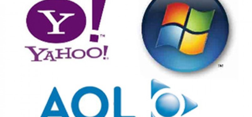 Logo Microsoft, Yahoo, dan AOL.