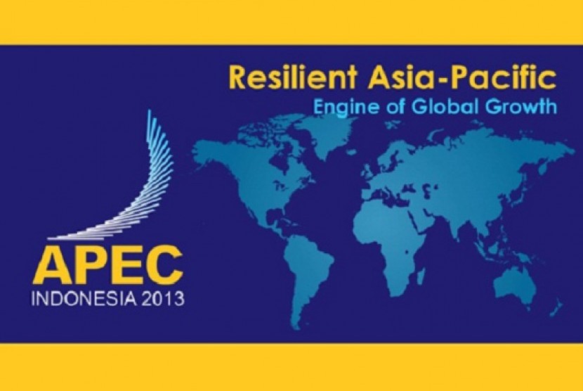 Logo of APEC 2013 and map of APEC region (illustration)