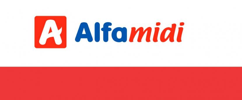 Logo Alfamidi. Alfamidi menyalurkan bantuan yang bersumber dari donasi konsumen kepada warga di Sulawesi Utara.