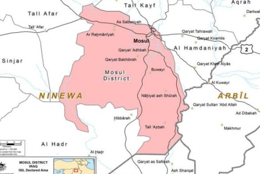 Lokasi konflik antara ISIS dengan kelompok Kurdi Peshmerga di Timur Tengah.